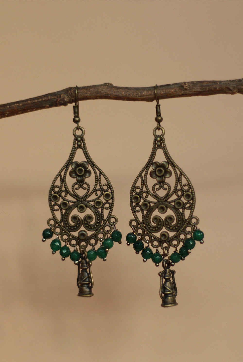 Nakshita | Classic Beaded Earrings | Green