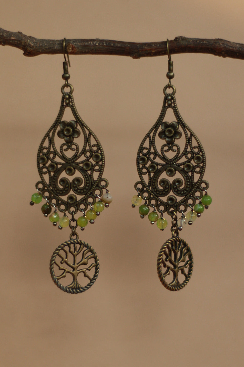 Nakshita | Classic Beaded Earrings | Lime
