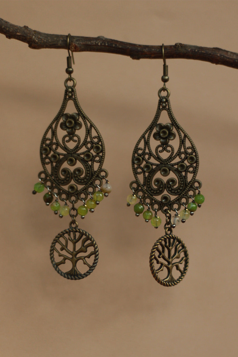 Nakshita | Classic Beaded Earrings | Lime