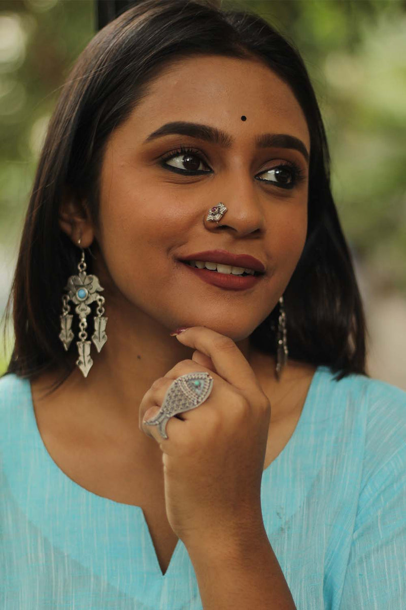 Feather Drops Turkmani Earrings