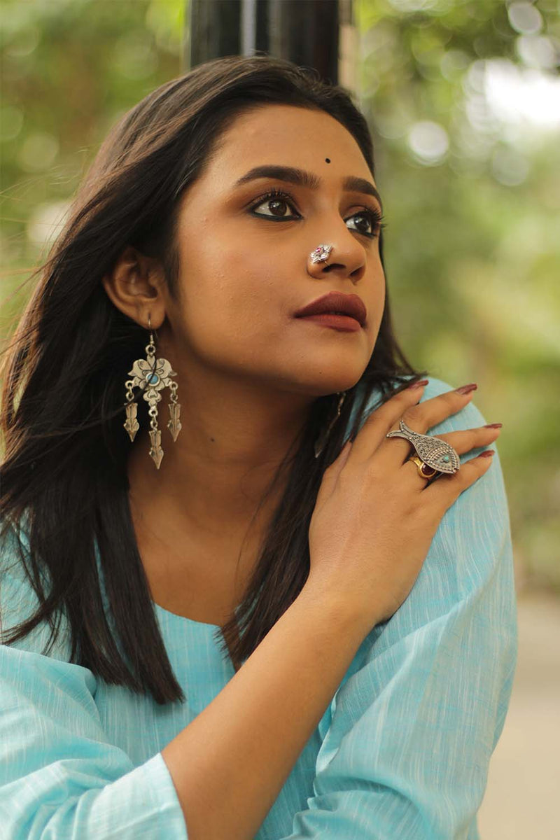 Feather Drops Turkmani Earrings