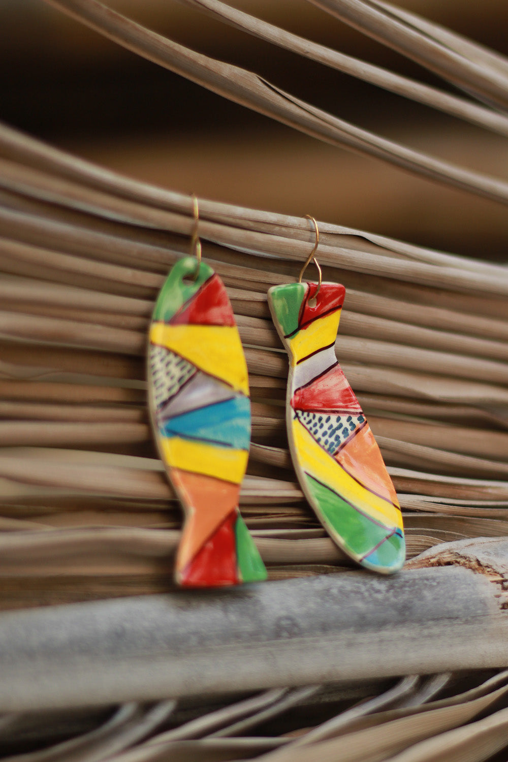 Mrida | Ceramic Earrings | Multicolour Fish