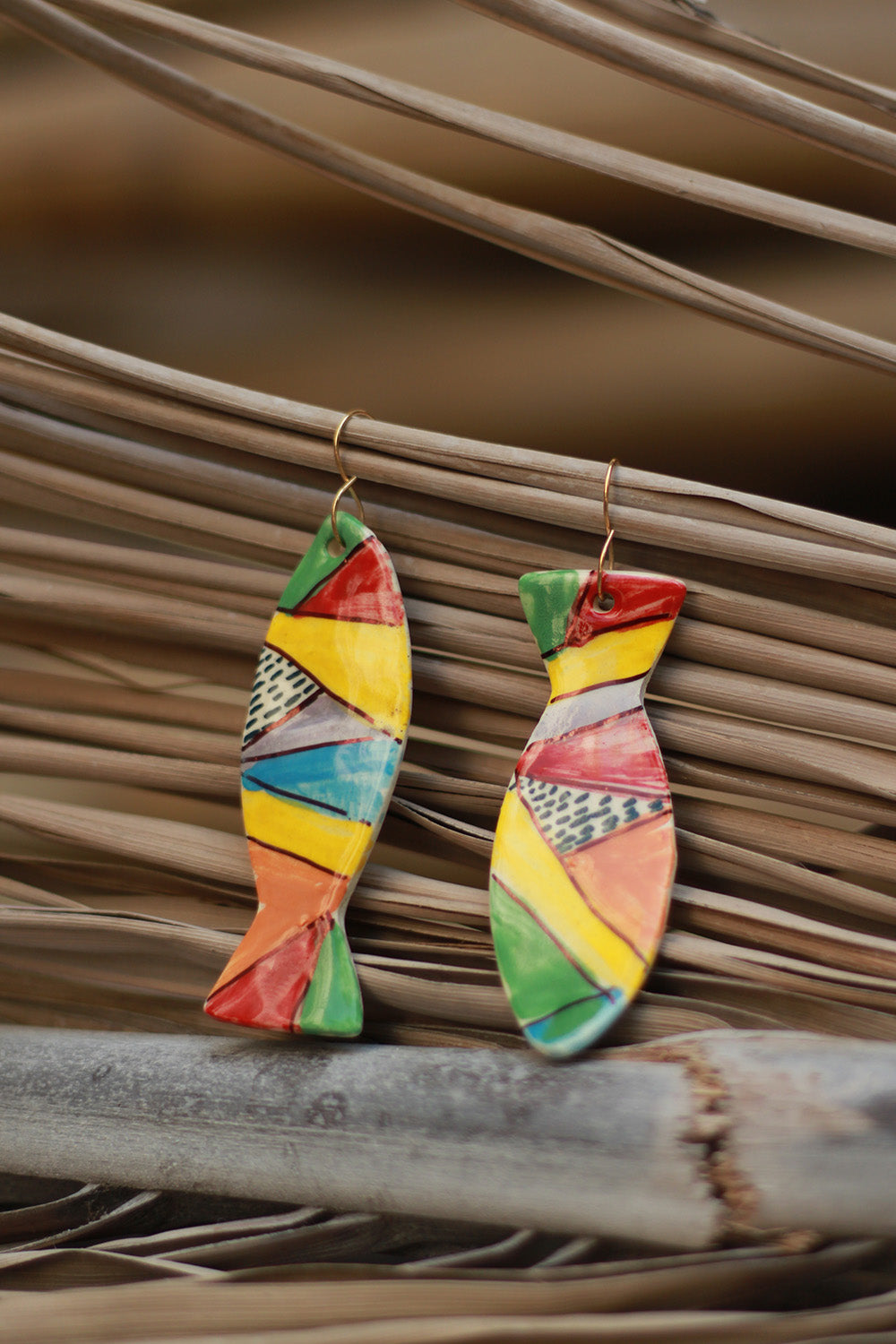 Mrida | Ceramic Earrings | Multicolour Fish