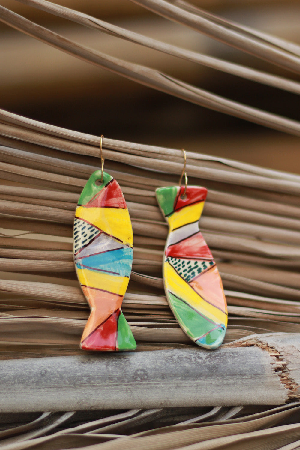 Mrida | Ceramic Earrings | Multicolour Fish