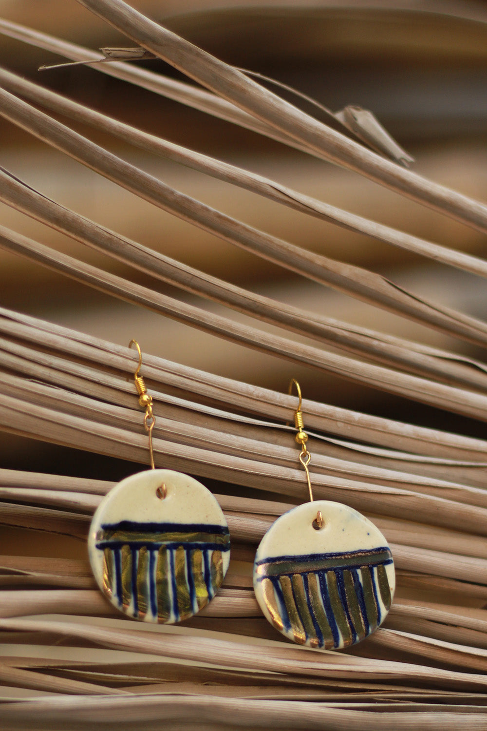 Mrida | Ceramic Earrings | White Half-Moon