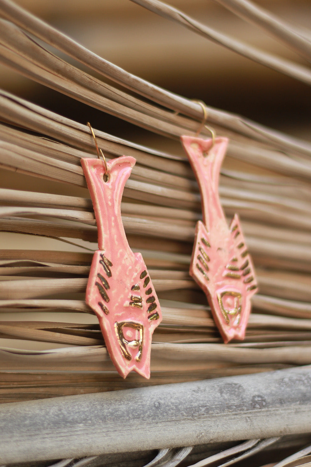 Mrida | Ceramic Earrings | Pink Fish