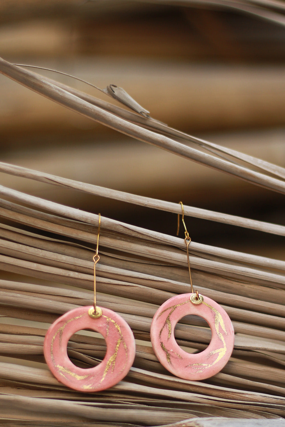 Mrida | Ceramic Earrings | Pink Ring