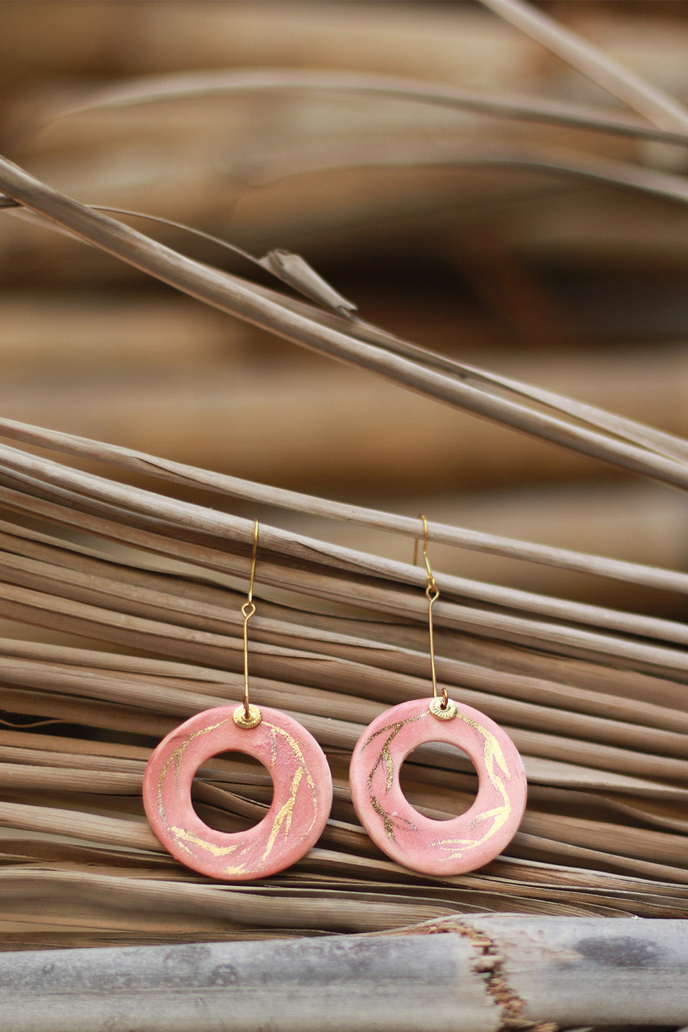 Mrida | Ceramic Earrings | Pink Ring