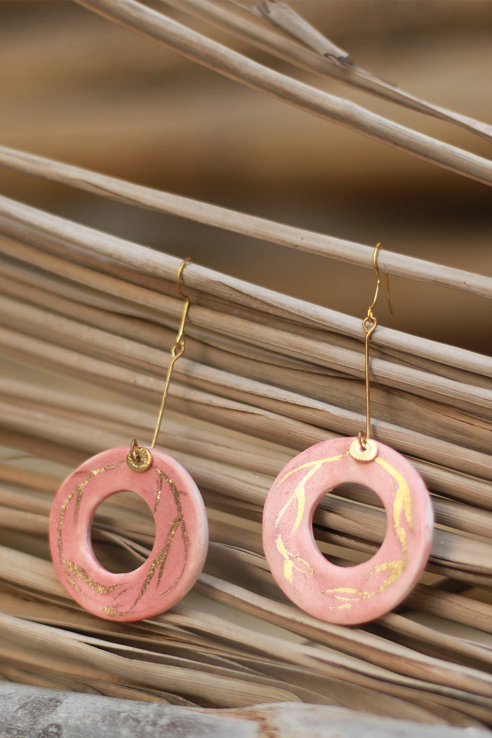 Mrida | Ceramic Earrings | Pink Ring