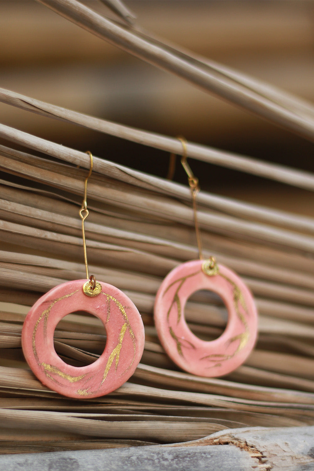 Mrida | Ceramic Earrings | Pink Ring