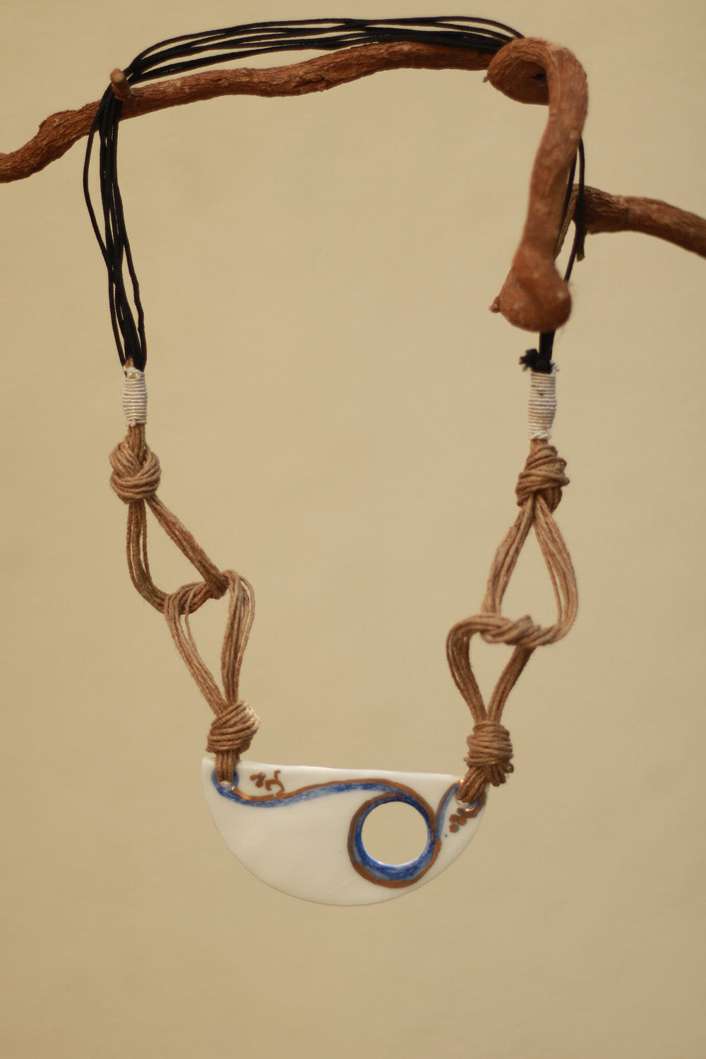 Mrida | Ceramic Necklace | White Half-Moon
