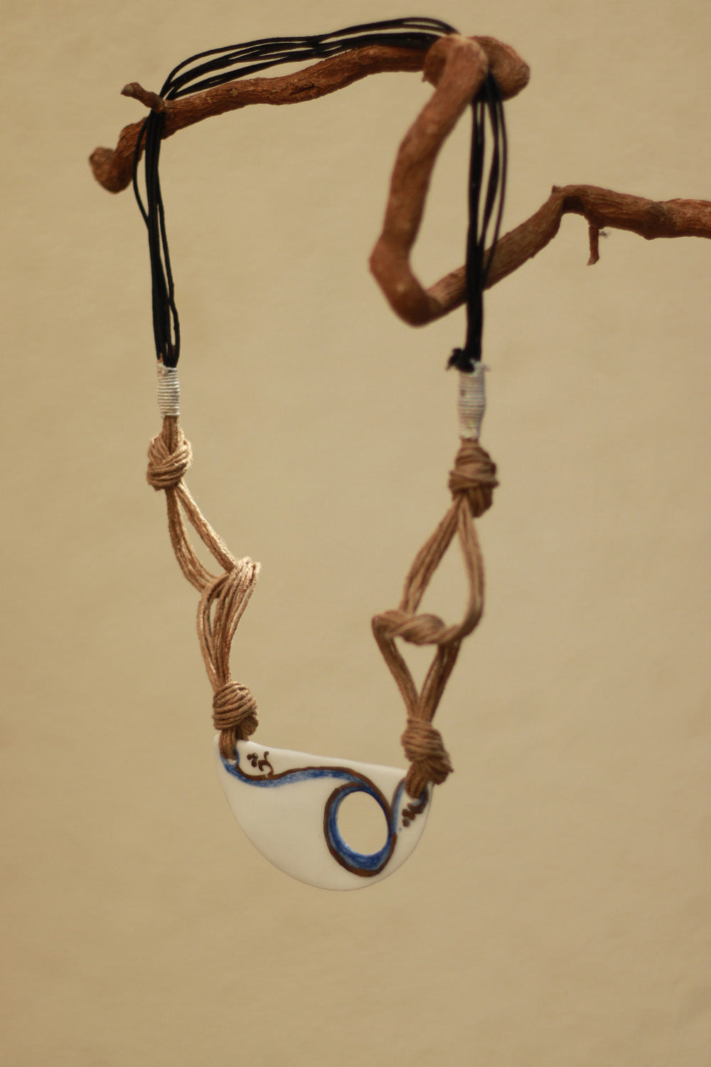 Mrida | Ceramic Necklace | White Half-Moon