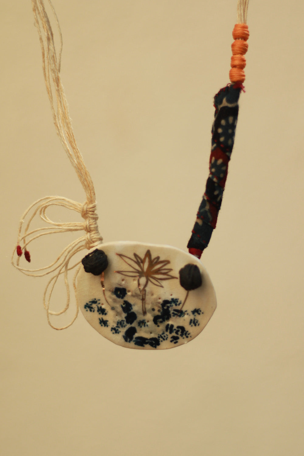 Mrida | Ceramic Necklace | Blue Flower