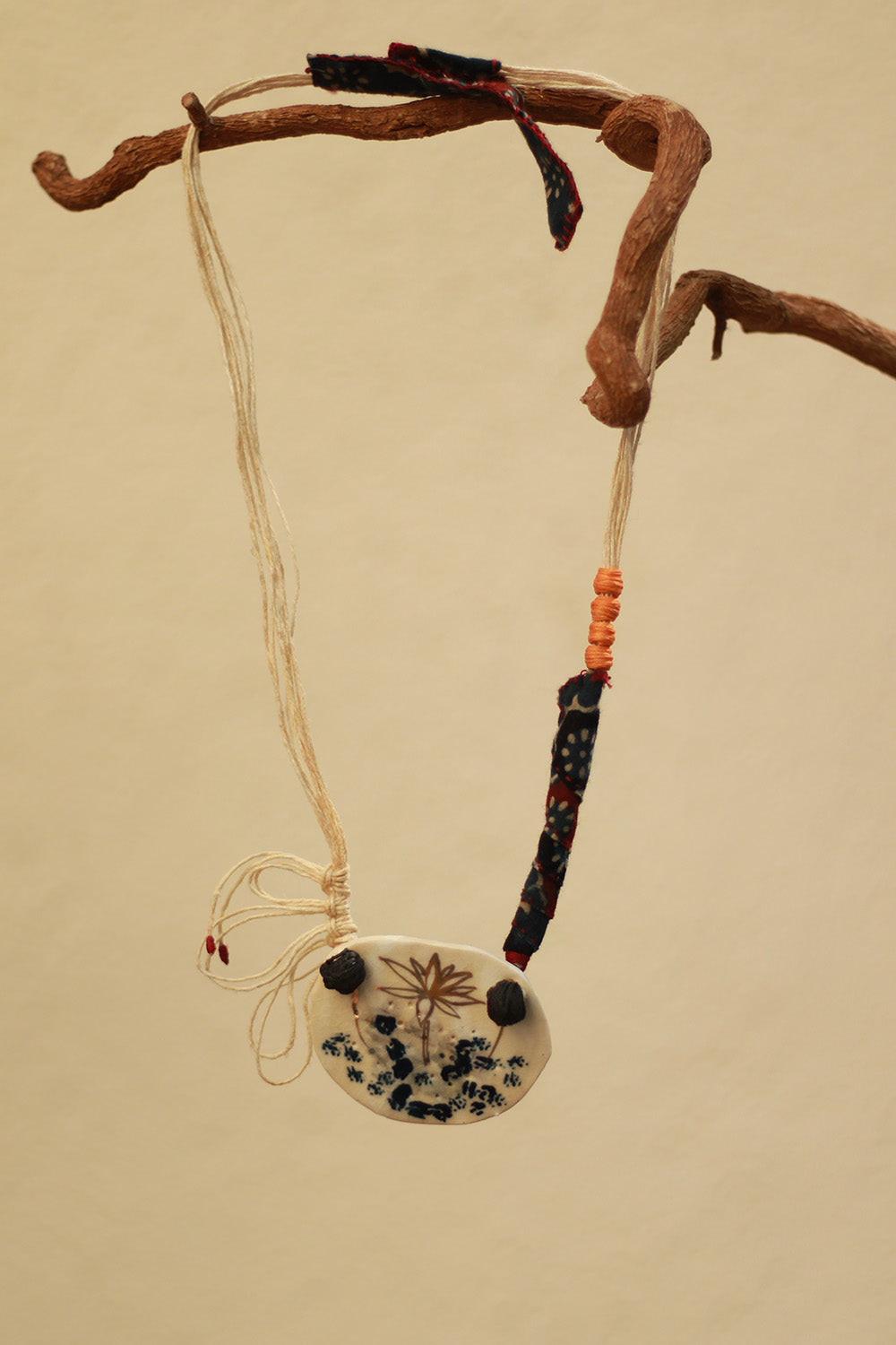 Mrida | Ceramic Necklace | Blue Flower