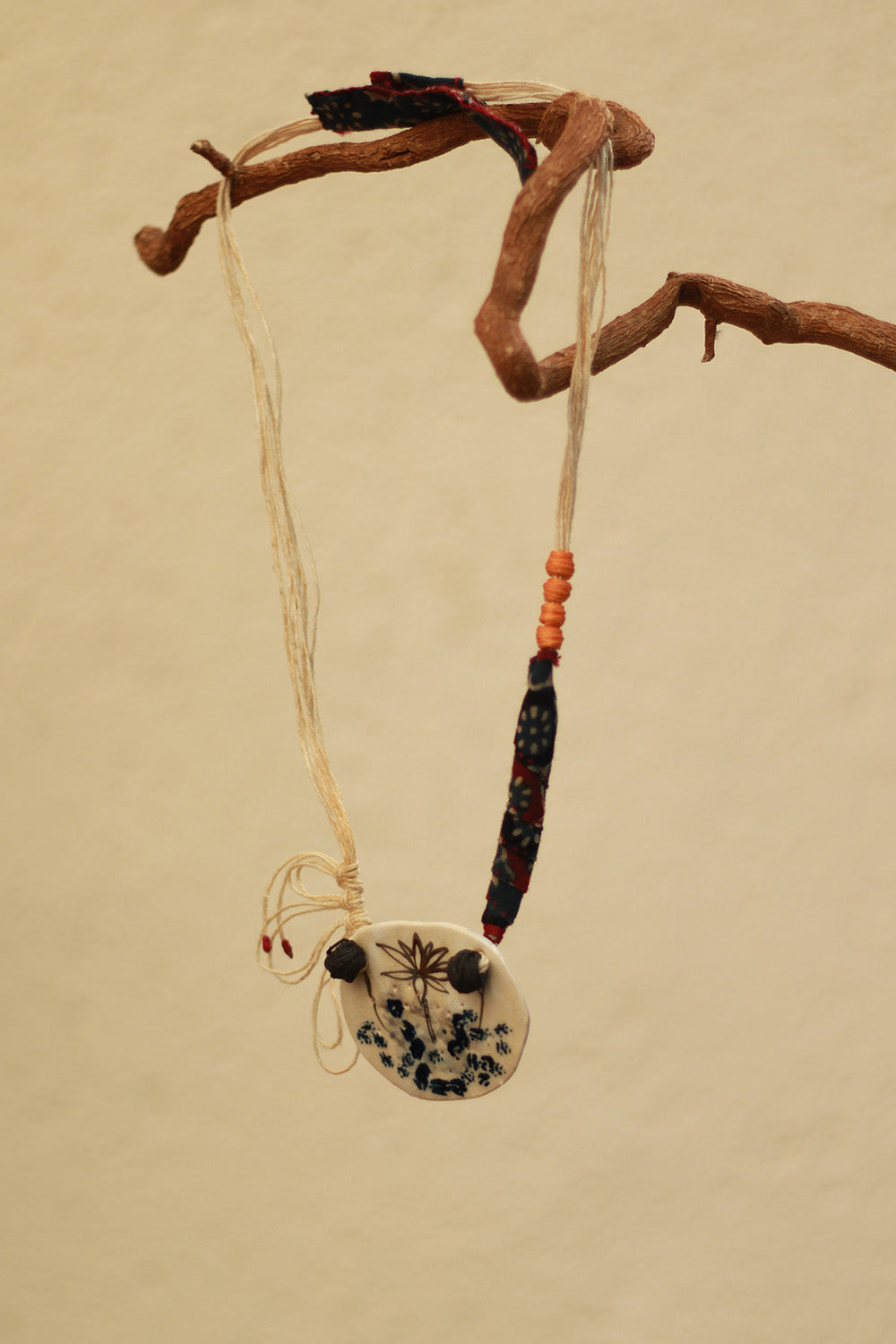 Mrida | Ceramic Necklace | Blue Flower