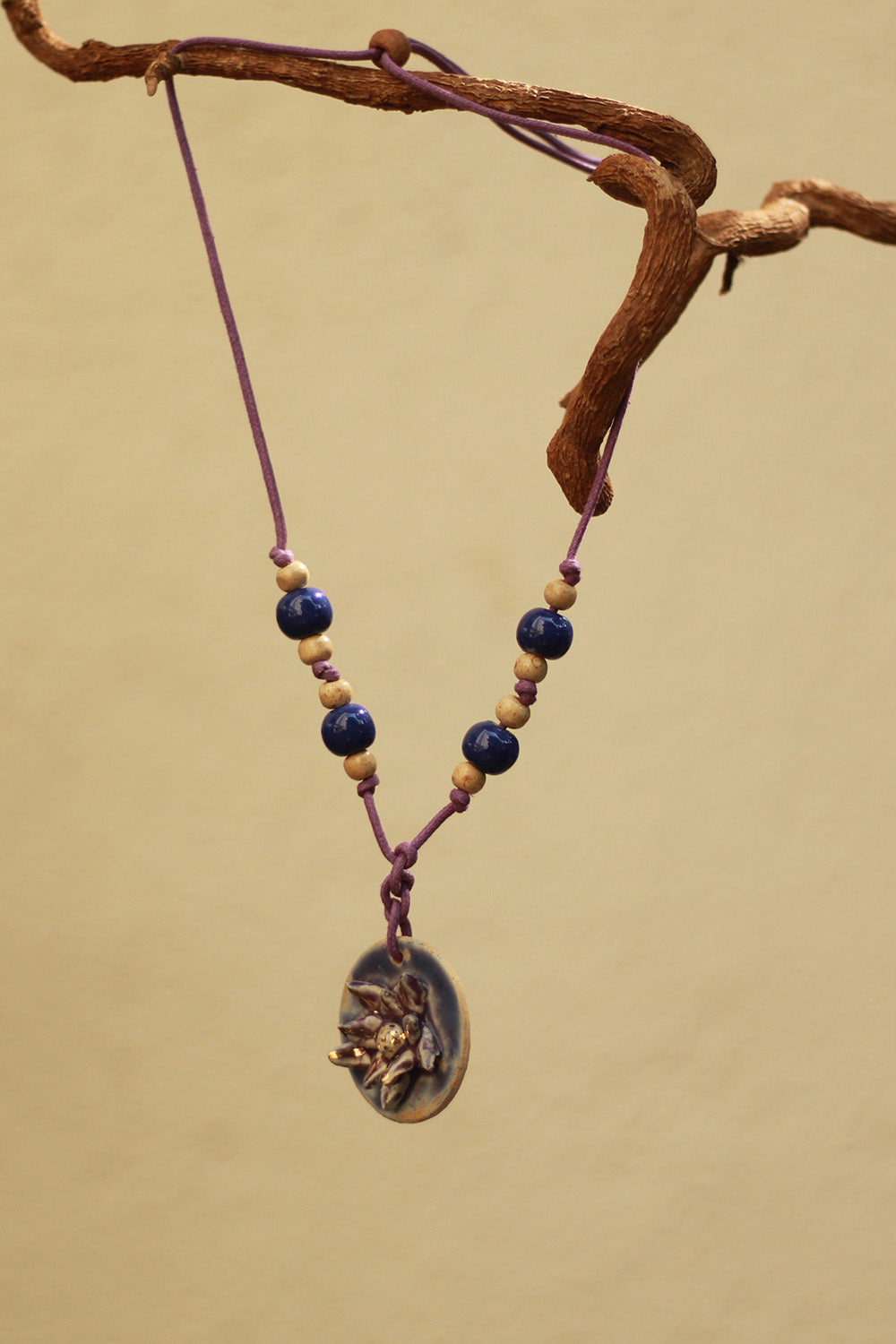 Mrida | Ceramic Necklace | Blue Flower