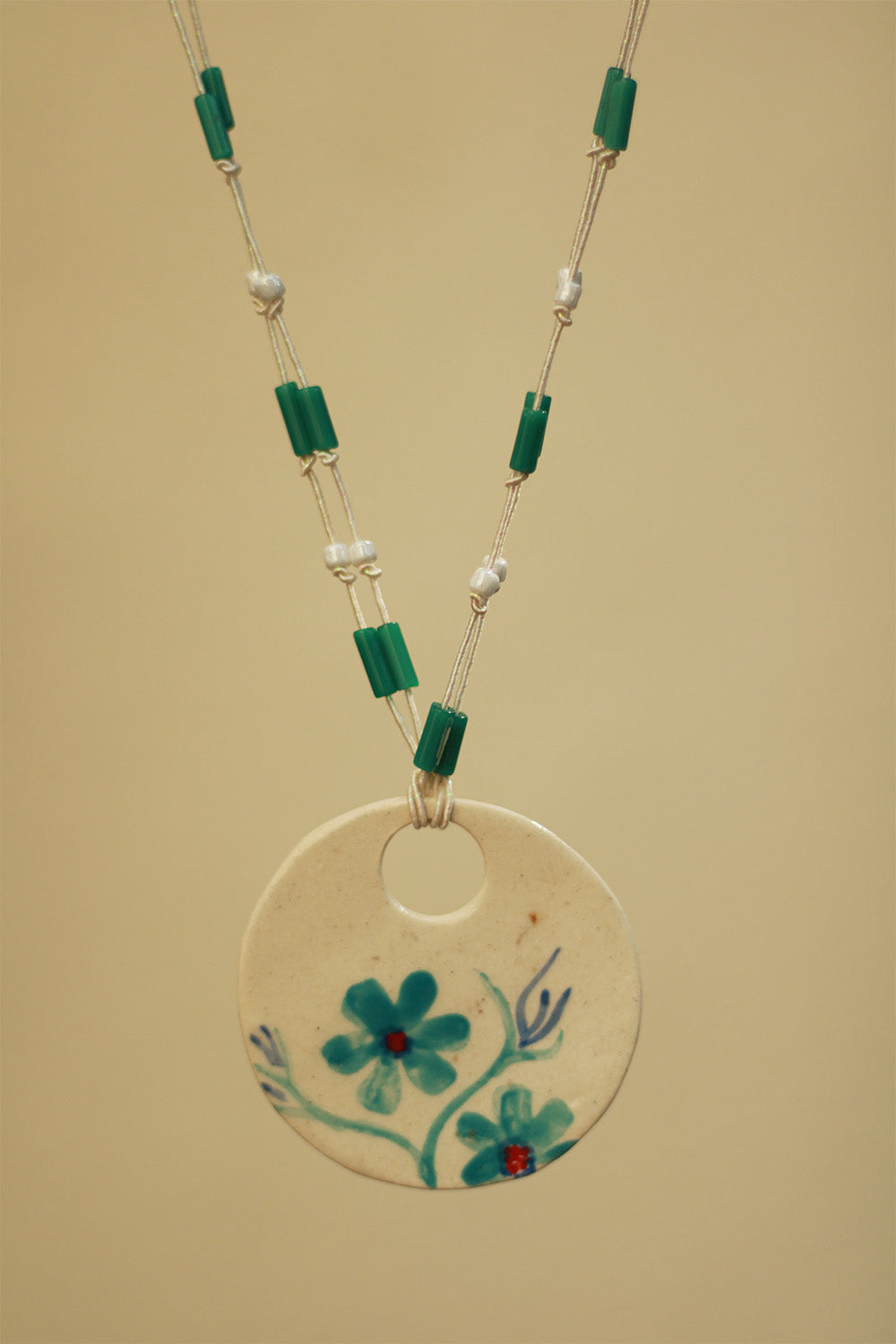 Mrida | Ceramic Necklace | Blue Flower