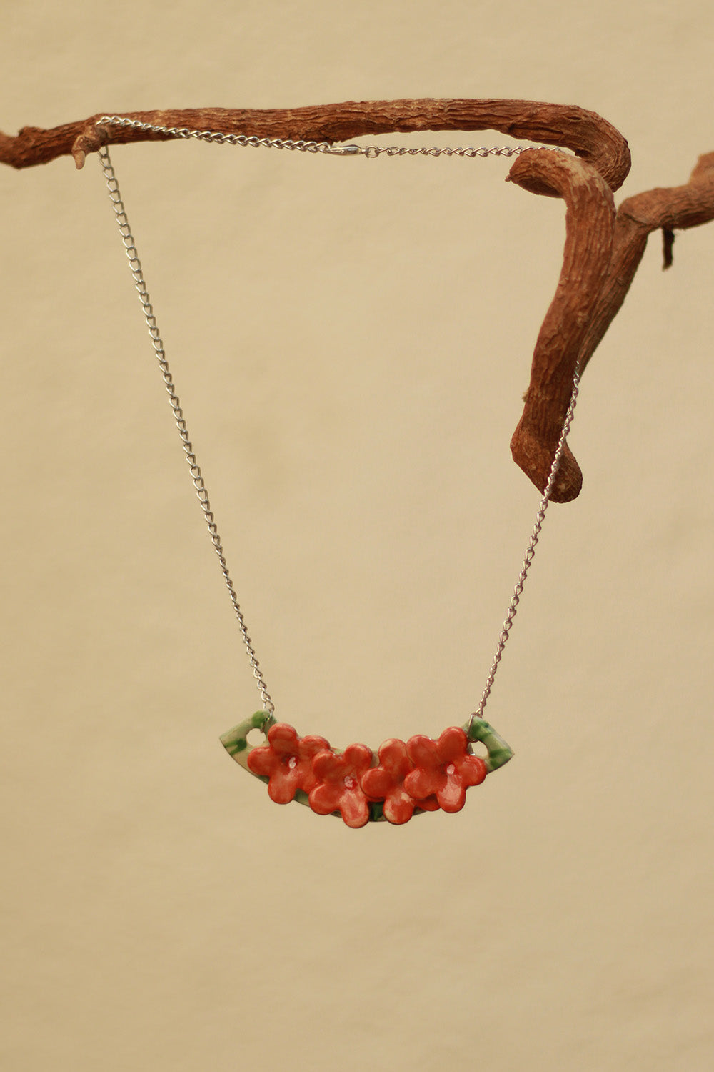 Mrida | Ceramic Necklace | Orange Flower