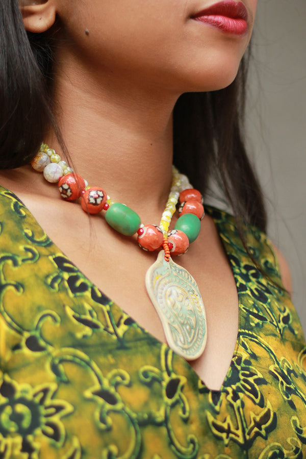 Ceramic Necklace | Lime Green