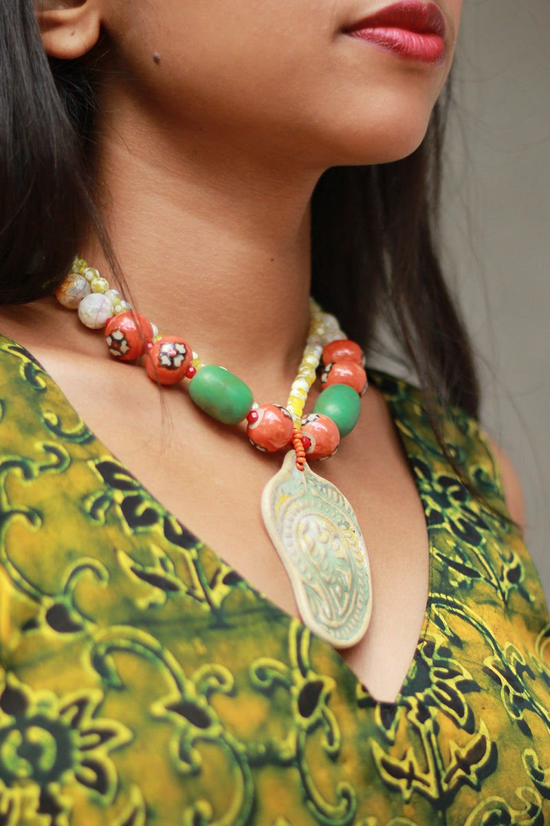 Ceramic Necklace | Lime Green