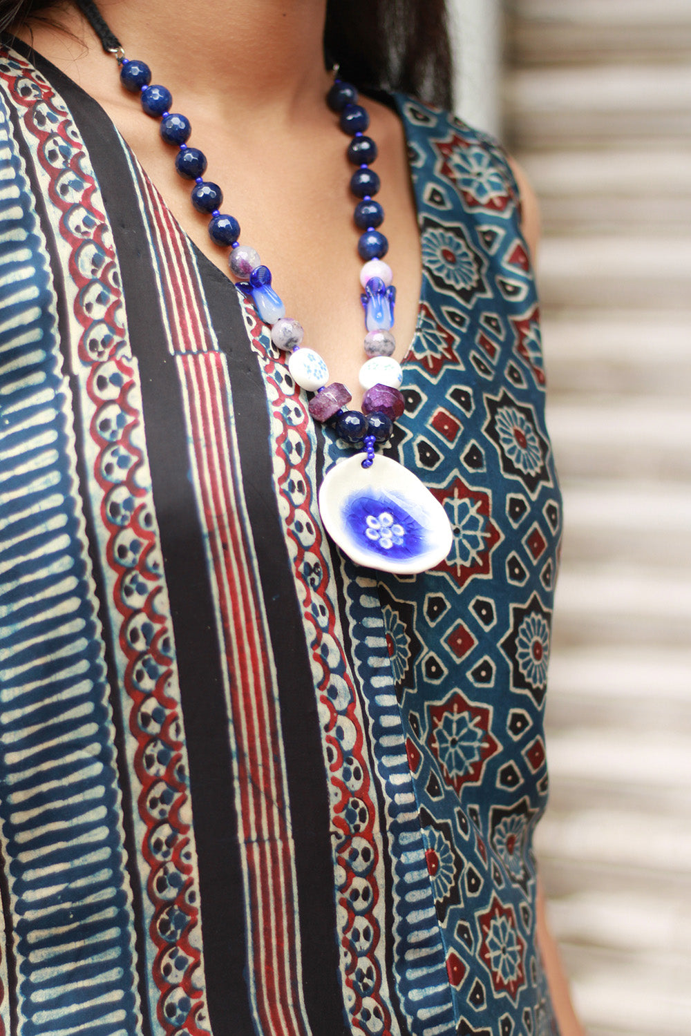 Ceramic Necklace | Indigo
