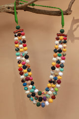 Three Strand Potli Necklace | Multicolor