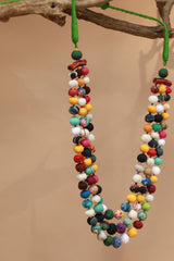 Three Strand Potli Necklace | Multicolor