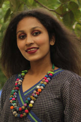Two Strand Chindi Potli Necklace - Multi Colored