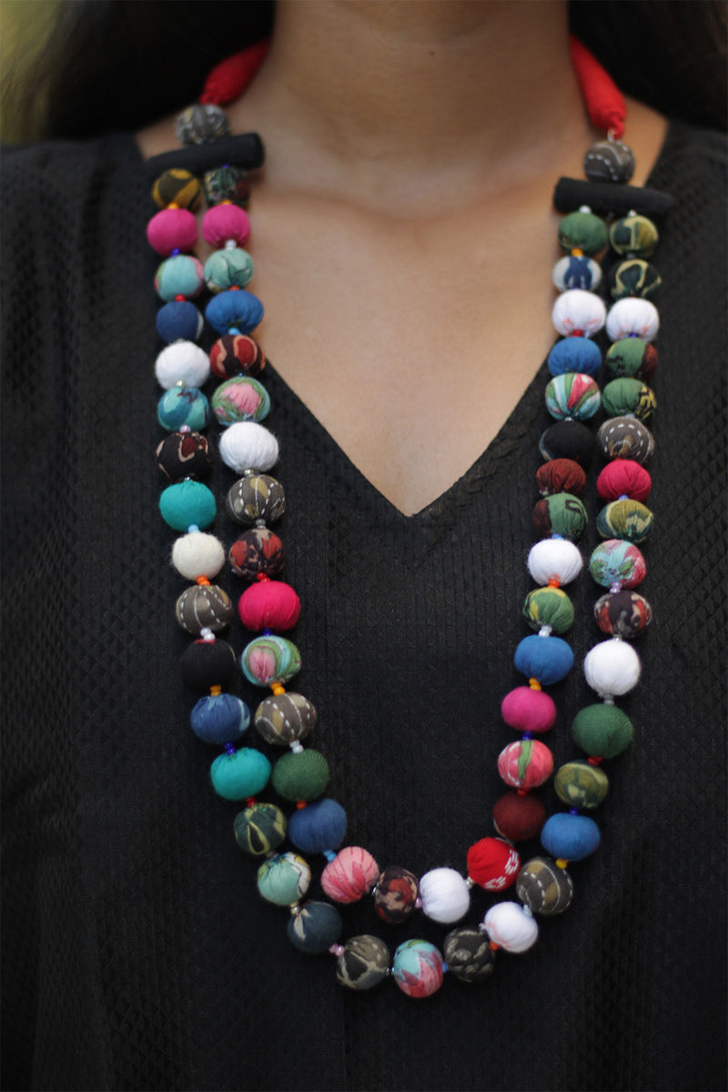 Two Strand Potli Necklace | Multicolor