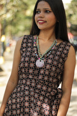 Necklace | Multicolour agates with Green & Yellow Ceramic & Agate beads