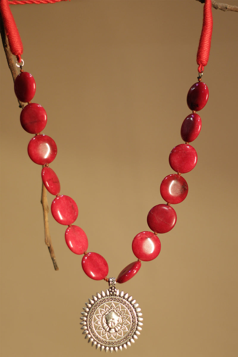 Necklace | Red Flat  Beads