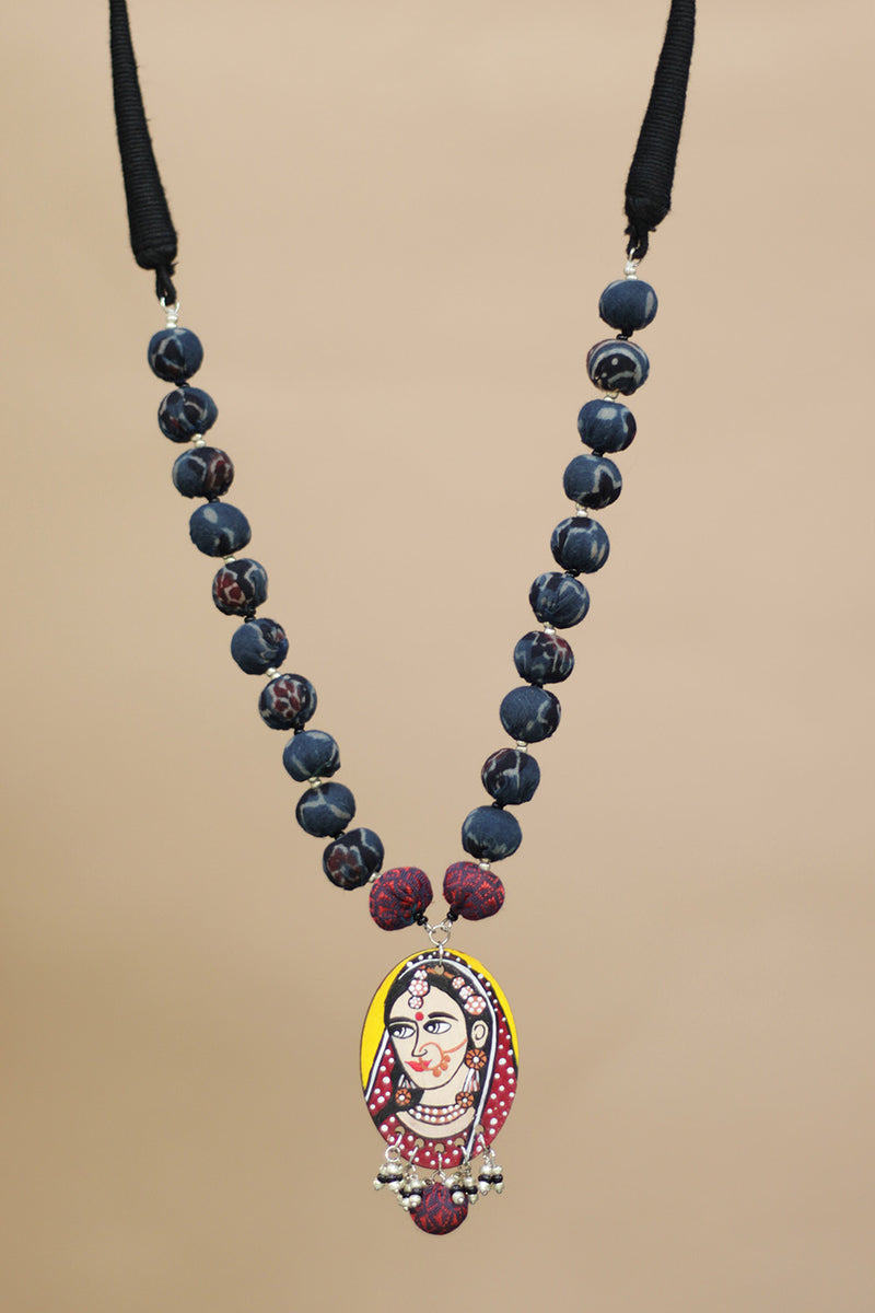 Rangili | Chindi beads necklace | Handpainted Pendant