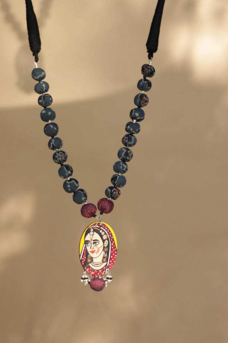 Rangili | Chindi beads necklace | Handpainted Pendant