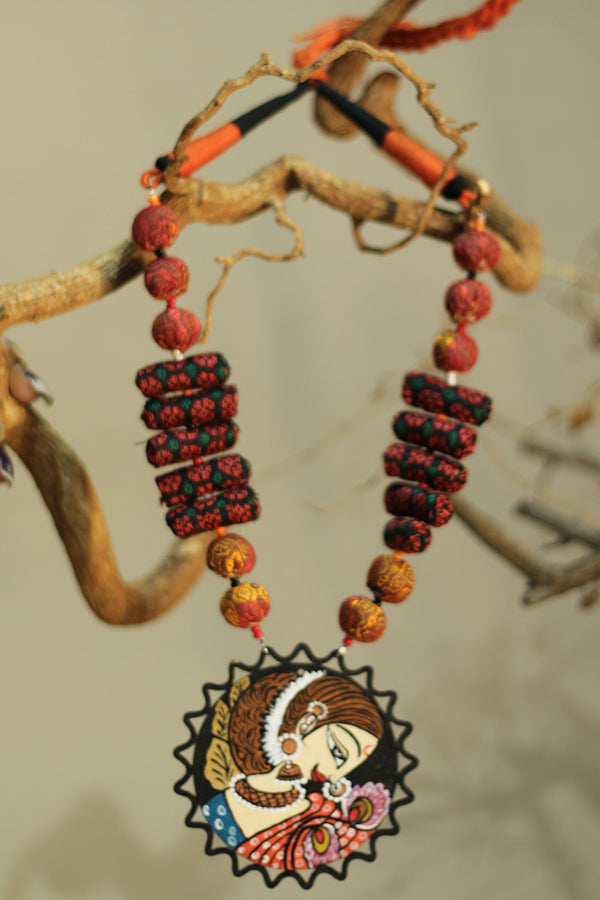 Rangili | Chindi beads necklace | Handpainted Pendant
