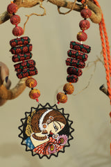 Rangili | Chindi beads necklace | Handpainted Pendant