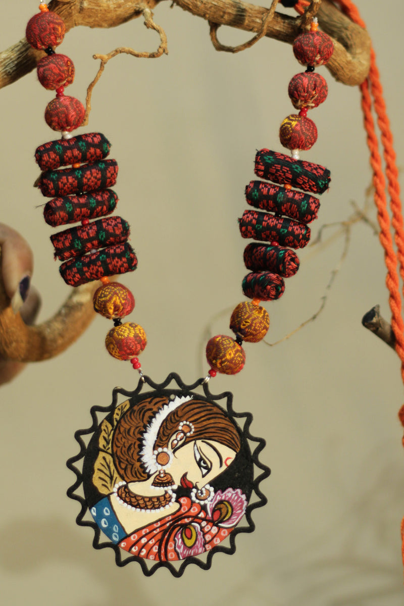 Rangili | Chindi beads necklace | Handpainted Pendant