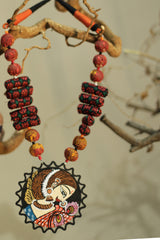 Rangili | Chindi beads necklace | Handpainted Pendant