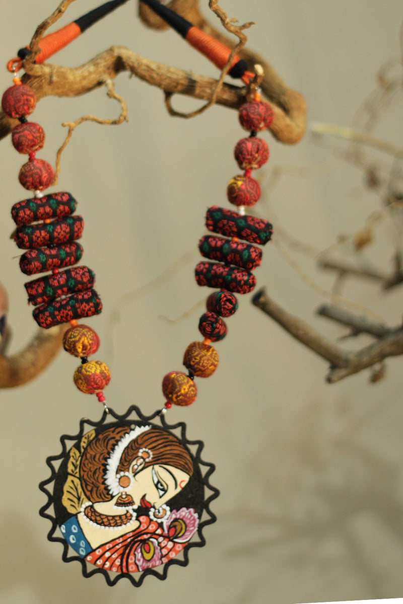 Rangili | Chindi beads necklace | Handpainted Pendant