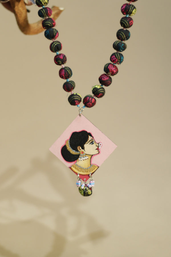 Rangili | Chindi beads necklace | Handpainted Pendant