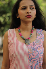 Necklace | Ceramic & Chindi beads | Heart pendant