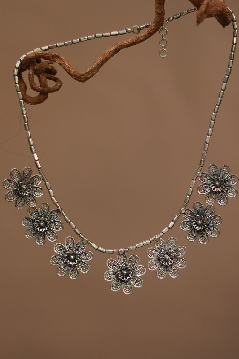 Gul Tarang | Pure Silver Necklace