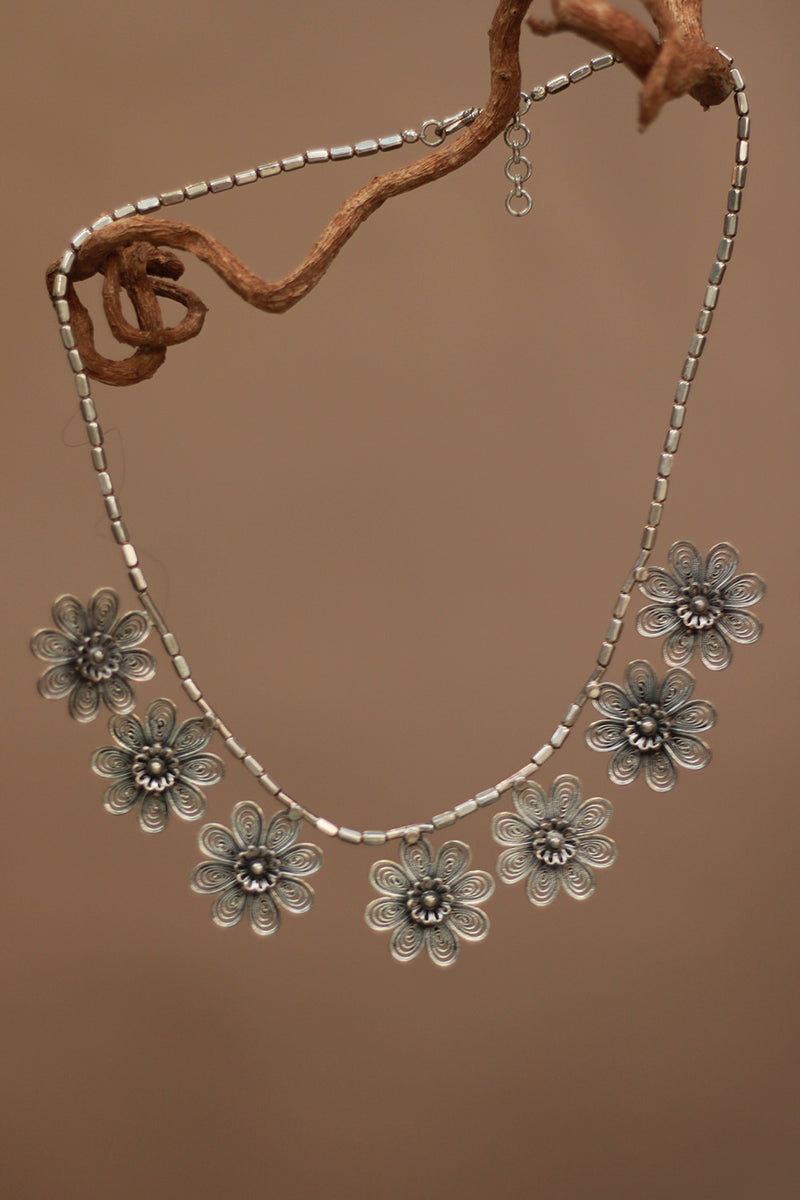 Gul Tarang | Pure Silver Necklace