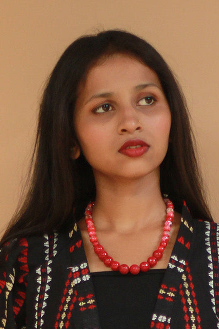 Necklace | Agate Beads | Red