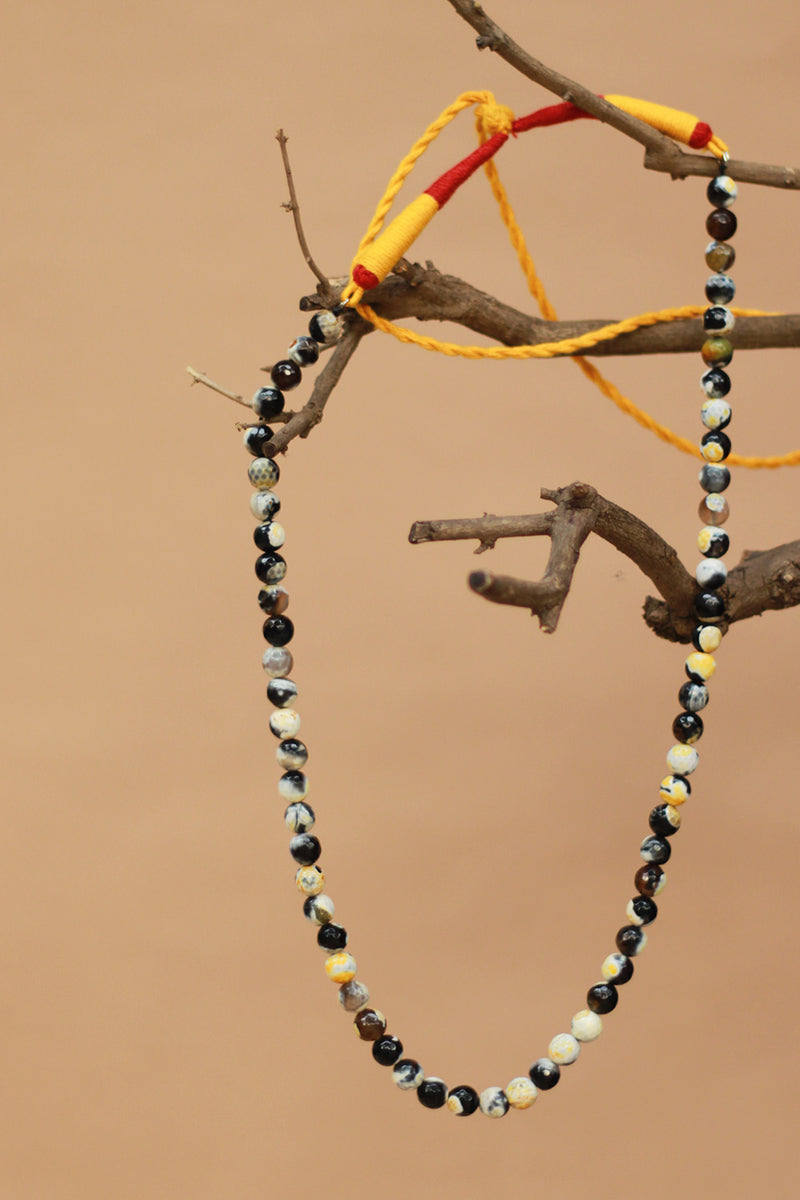 Necklace | Agate Beads | White & Yellow