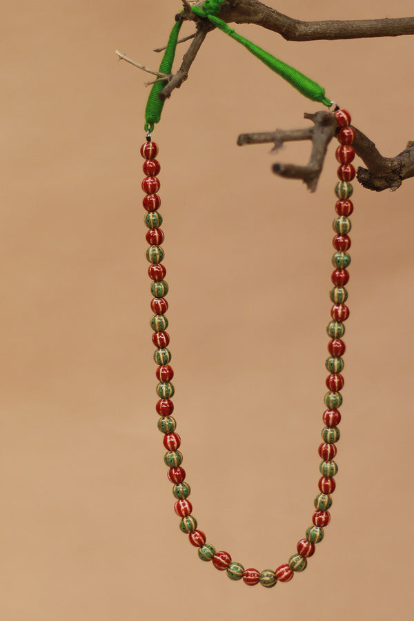 Necklace | Green & Red Ceramic Beads