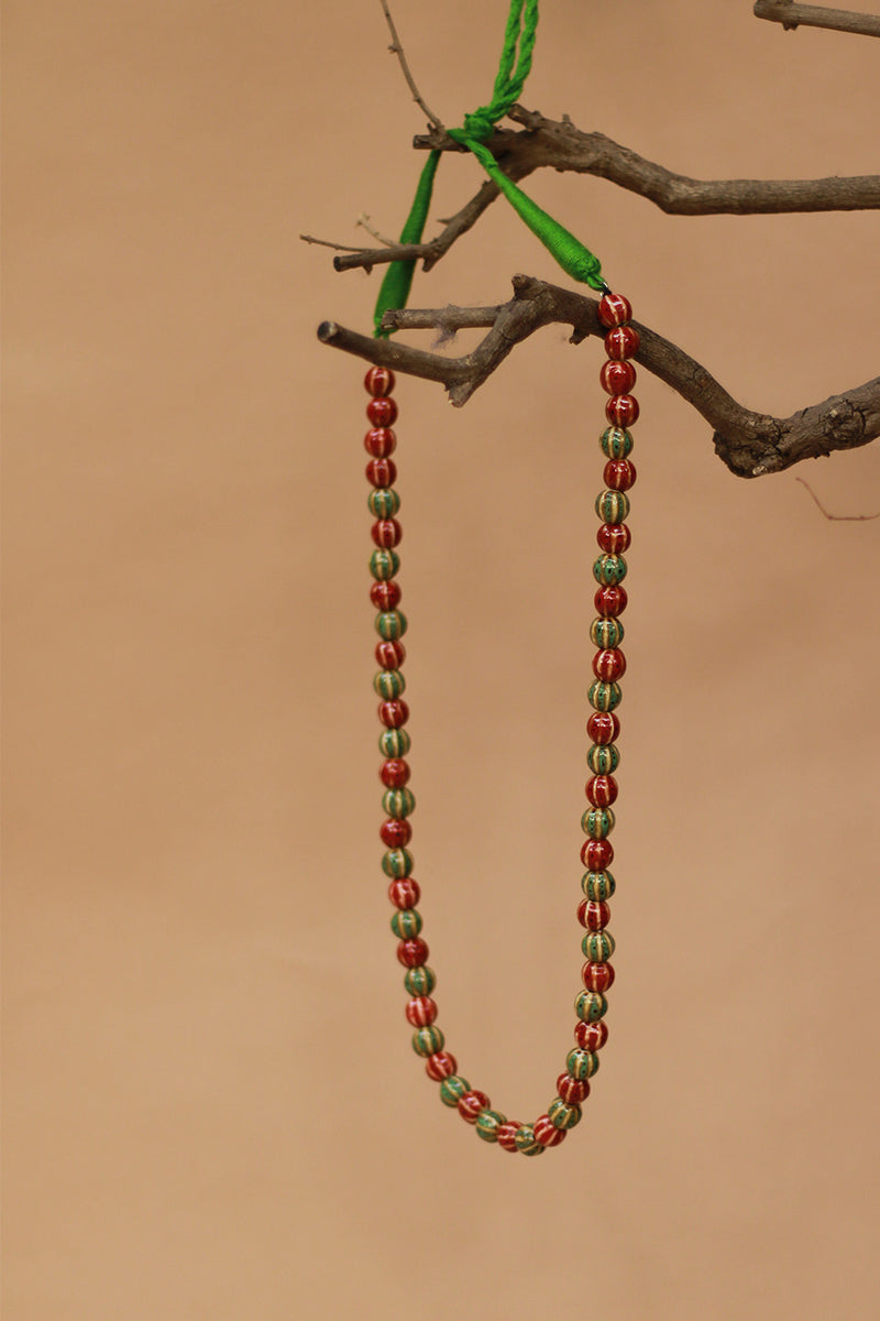 Necklace | Green & Red Ceramic Beads