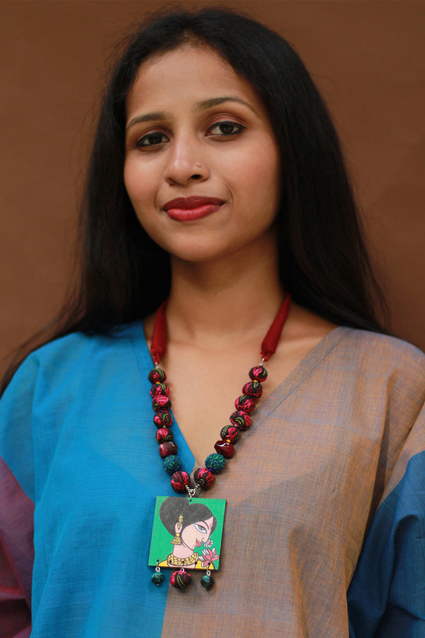 Rangili | Chindi Beads Necklace | Handpainted Pendant