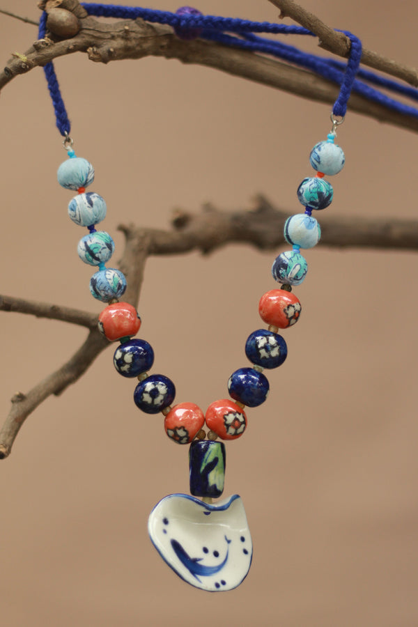 Ceramic Necklace | Cyan