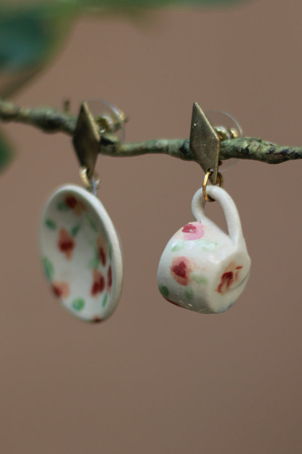 Sadhvi | Cup & Saucer Earrings | Cherries