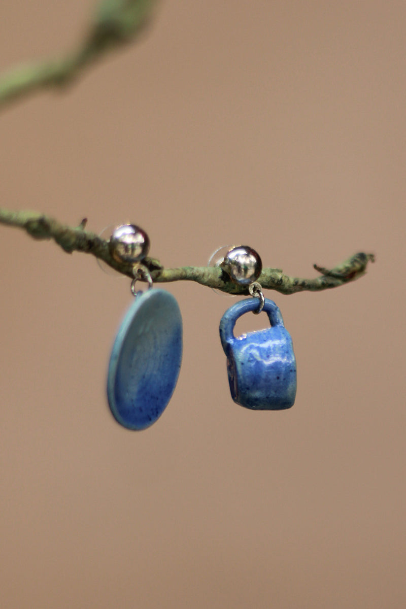 Sadhvi | Cup & Saucer Earrings |Blue